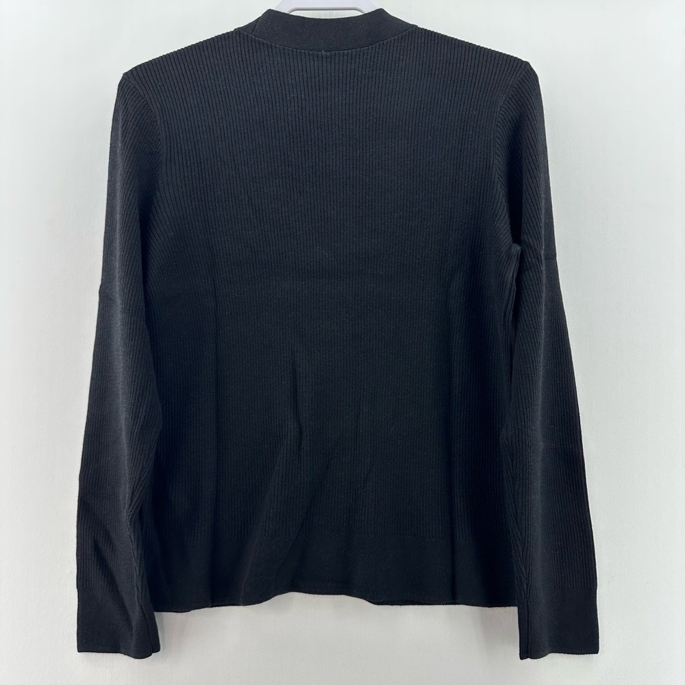 UNIQLO Women’s Black Ribbed V-Neck Cardigan Sweater Medium NWT - Picture 7 of 11